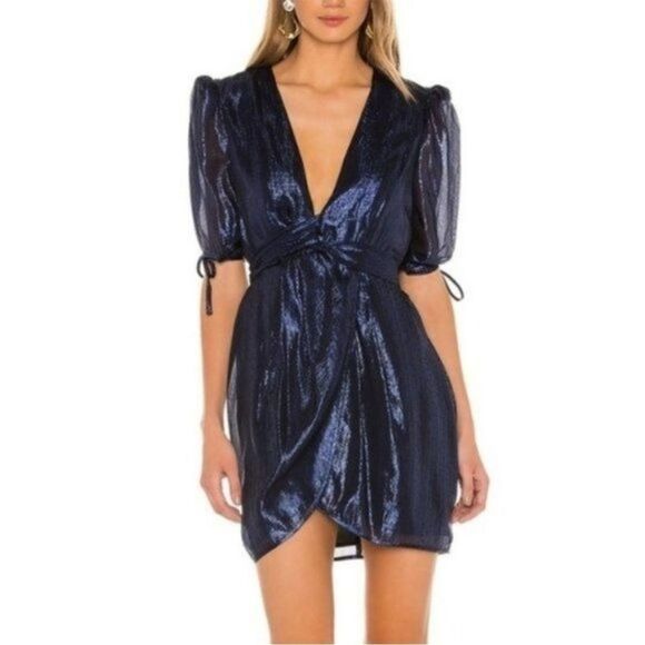 Alice McCall Blue Night Moves Metallic Cocktail Mini Dress - Picture 1 of 13